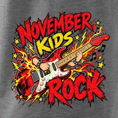 Rocková novembrová gitara s detskými rukami
