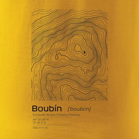 Boubín - vrstevnice v obdĺžniku