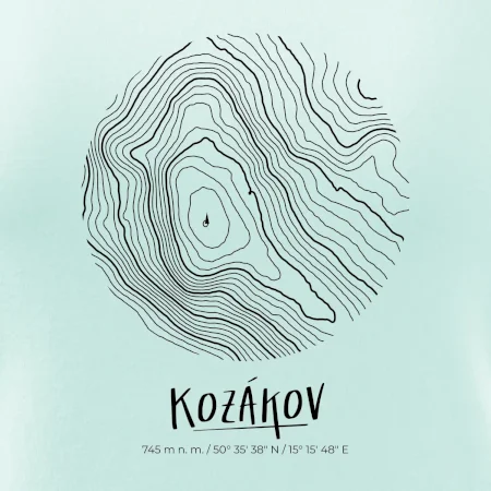 Kozákov - vrstevnice v kruhu