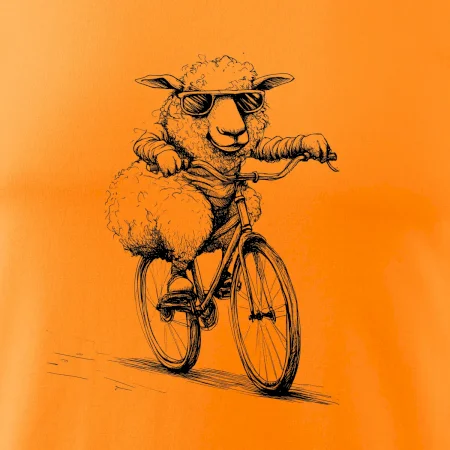 Ovce s okuliarmi na bicykli