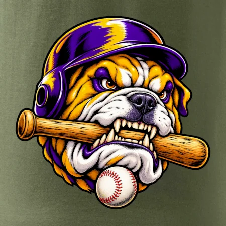 Baseballový buldok s pálkou
