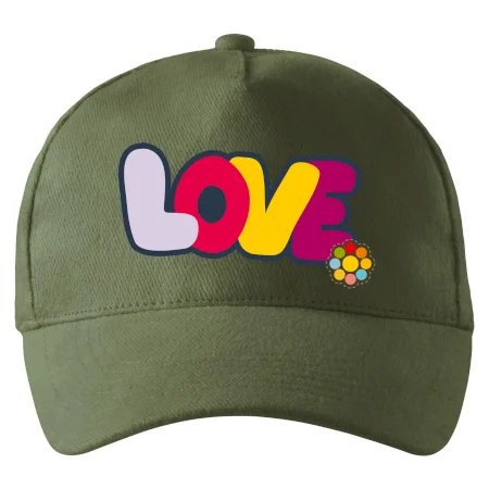 Love nápis s kvetinou