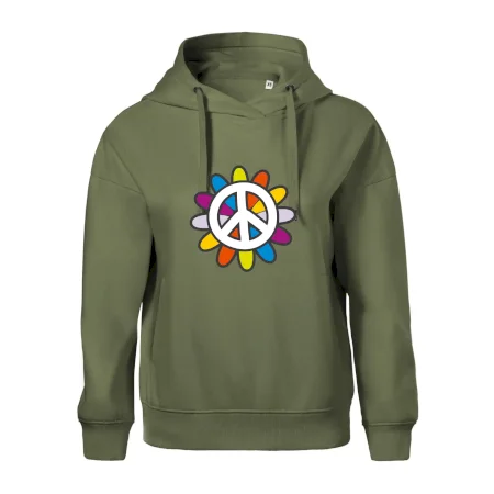 Peace symbol s kreslenou kvetinou