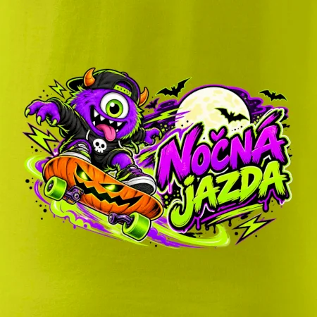 Nočná jazda - fialová príšerka na skateboarde