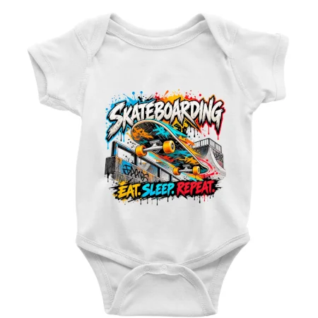 Skateboard ve street stylu eat sleep repeat