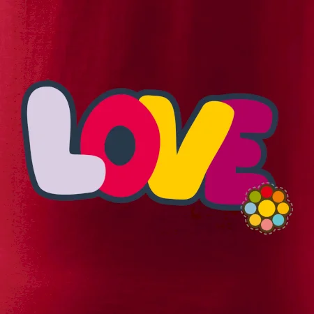 Love nápis s kvetinou