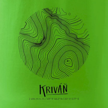 Kriváň - vrstevnice v kruhu