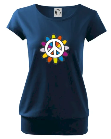 Peace symbol s kreslenou kvetinou