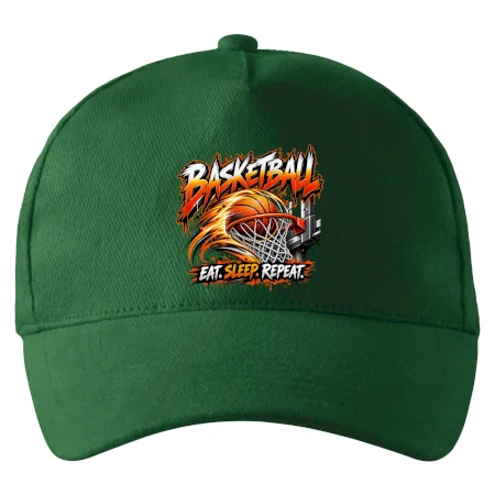 Basketbalový kôš s loptou eat sleep repeat