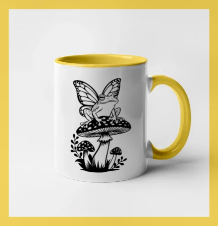 Goblincore čierna huba so žabou