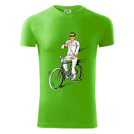 Gentleman na bicykli s pivom