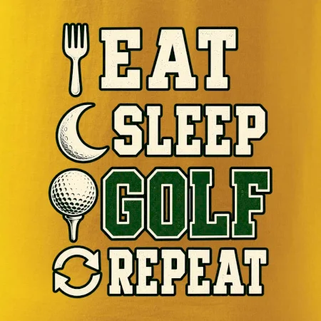 Eat sleep golf repeat typografie