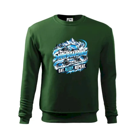 Snowboard s horským sněhem eat sleep repeat