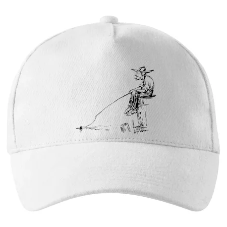 Kreslený rybár na pni