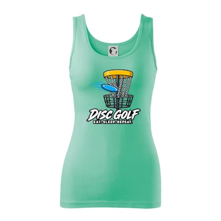 Discgolfový kôš s letiacim diskom eat sleep repeat