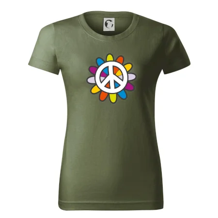 Peace symbol s kreslenou kvetinou
