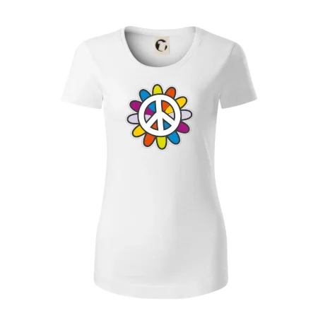Peace symbol s kreslenou kvetinou