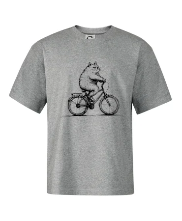 Tučná mačka na bicykli