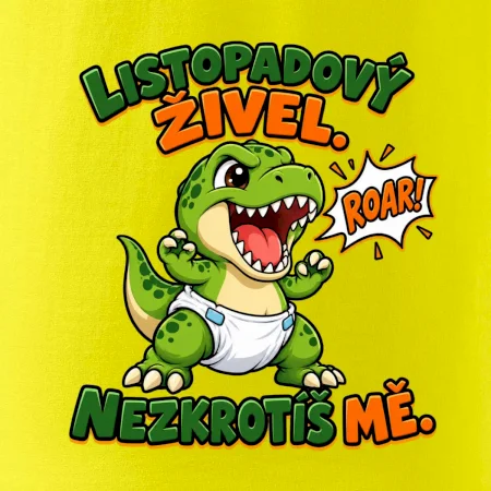 Listopadový živel zelený dinosaurus rex v plence