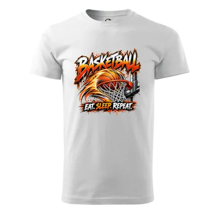 Basketbalový kôš s loptou eat sleep repeat
