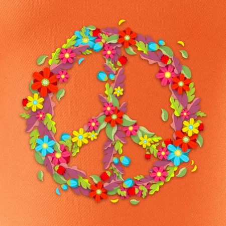 Peace symbol červené kvety