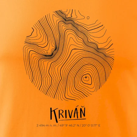 Kriváň - vrstevnice v kruhu
