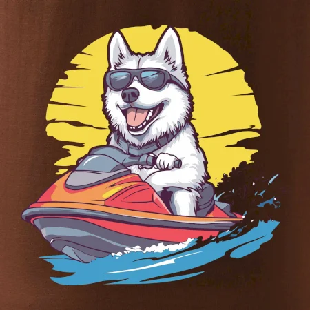 Husky na vodnom skútri