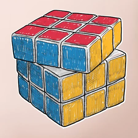 Rubikova kocka kreslená