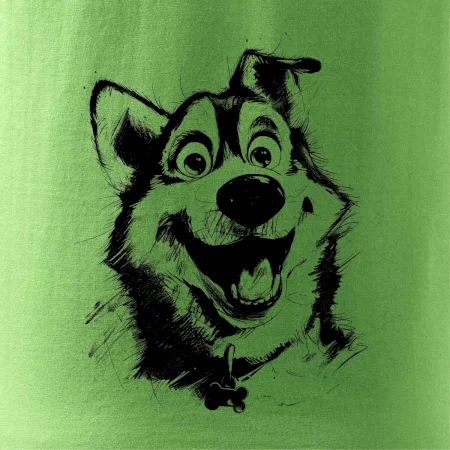 Čiernobiela karikatúra husky