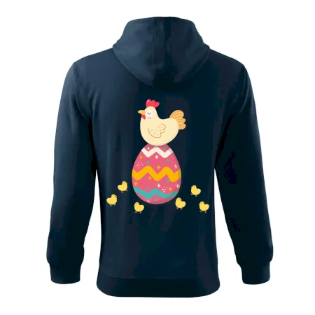 Sliepka sediaca na veľkonočnom vajci