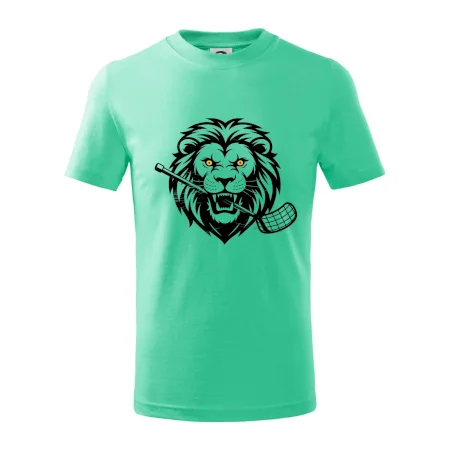 Floorball - Lev s hokejkou v tlamě