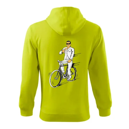 Gentleman na bicykli s pivom