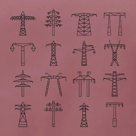 Typy stožiarov vysokého napätia
