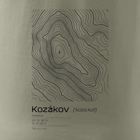 Kozákov - vrstevnice v obdĺžniku