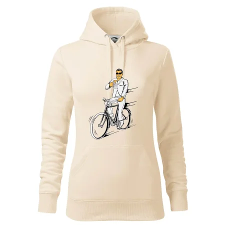 Gentleman na bicykli s pivom