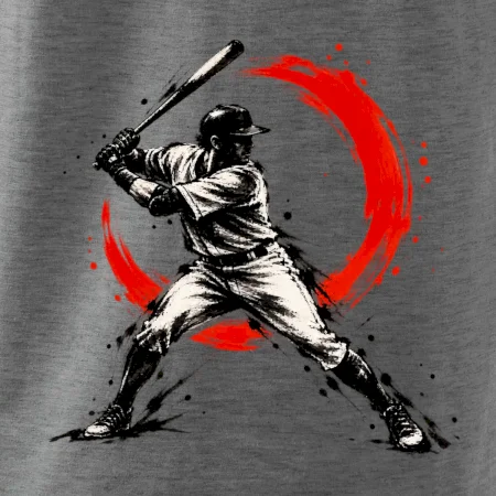 Baseballový pálkař japonská tušová malba