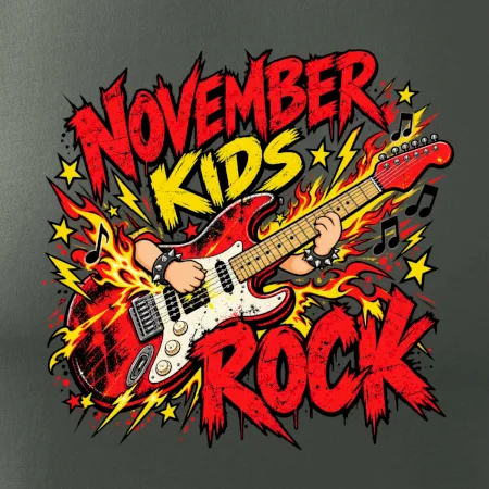 Rocková novembrová gitara s detskými rukami