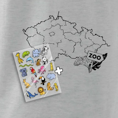 Tričko s mapou + ZOO nažehlovačky