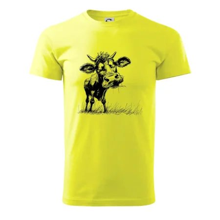 Čiernobiela karikatúra krava stojaca