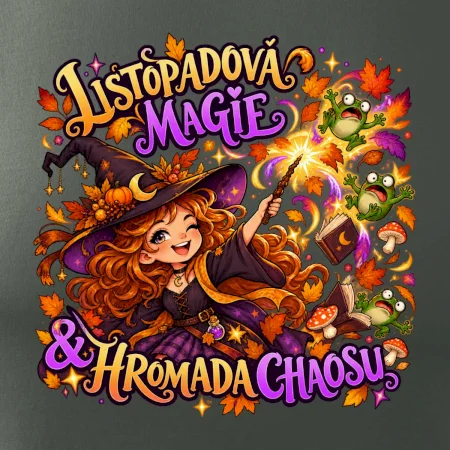 Listopadová čarodějka kouzlí podzimní žáby