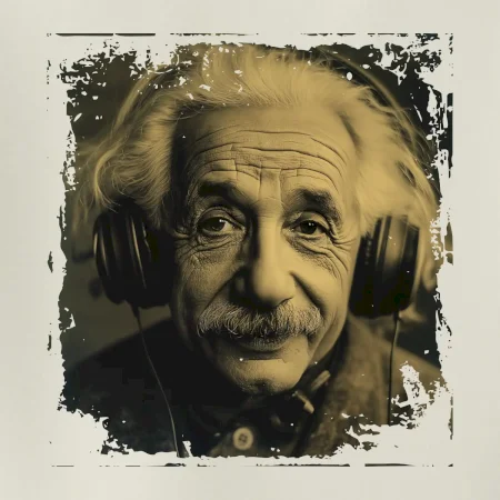 Albert Einstein so slúchadlami