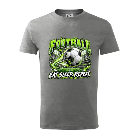 Futbalová lopta a štadión eat sleep repeat