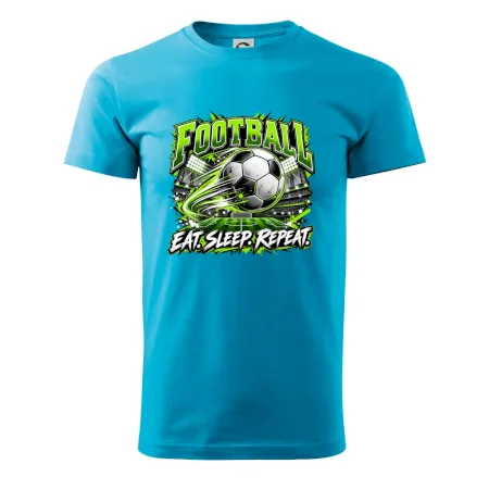 Futbalová lopta a štadión eat sleep repeat