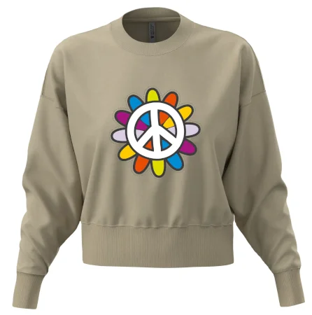 Peace symbol s kreslenou kvetinou