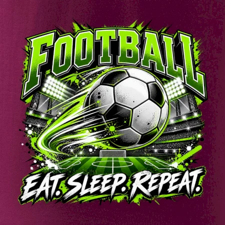 Futbalová lopta a štadión eat sleep repeat