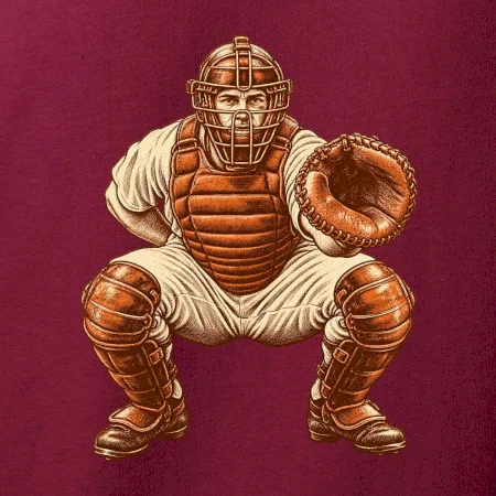 Baseballový catcher retro rytina