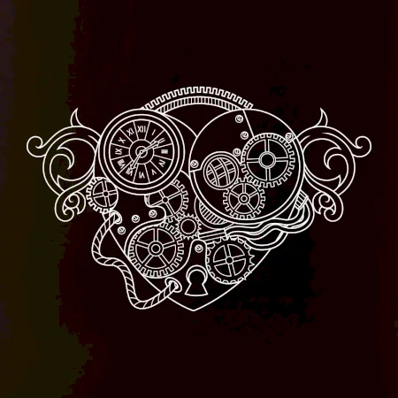 Steampunk srdce kreslené