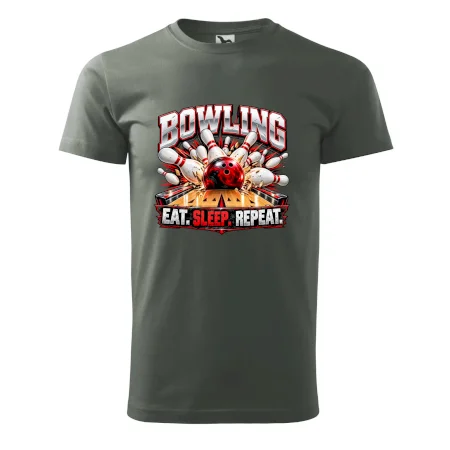 Bowlingová guľa a kolky eat sleep repeat