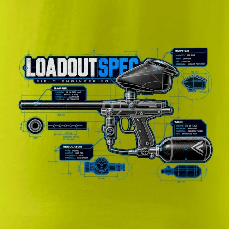 Technický výkres výstroja pre paintball