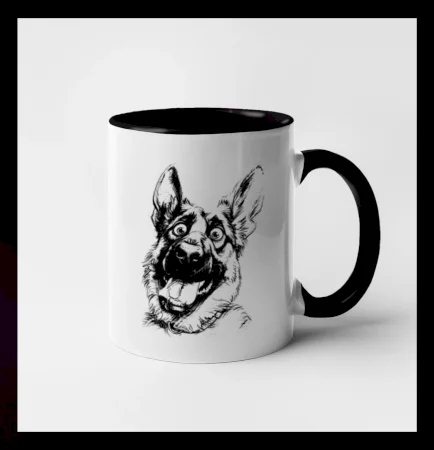 Čiernobiela karikatúra Nemecký ovčiak